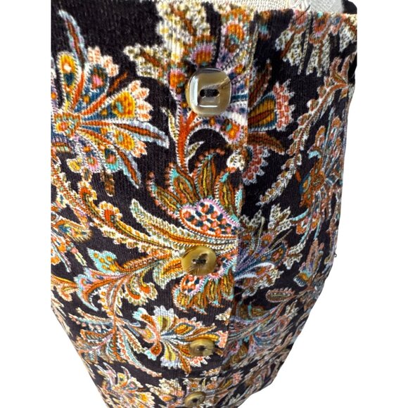 Zara Multicolored Paisley Corduroy Button-Down Skirt M - Picture 3 of 9